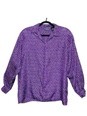 Daniel Hechter 100% Silk Blouse Purple White Floral Breathable Classic Feminine